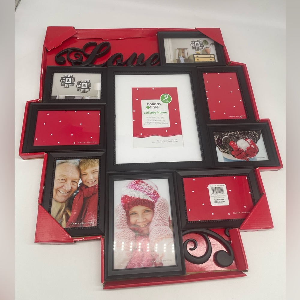 NEW “Love” Modern Chic Collage Black Frame 9 Photo Openings Eden Love/Black
